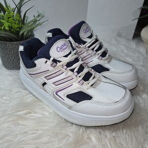 Curves For Women's White and Purple Sneaker Shoes, Size 8